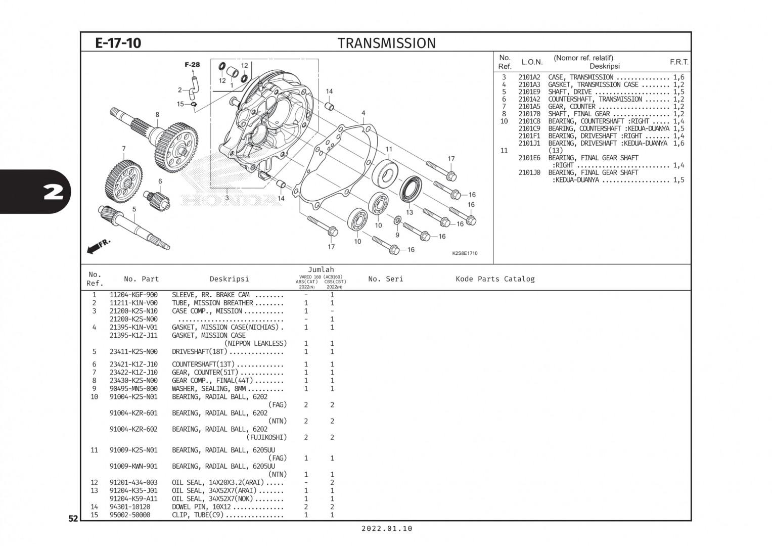 E17-10 - BỘ TRUYỀN ĐỘNG - HONDA VARIO 160 (K2S)