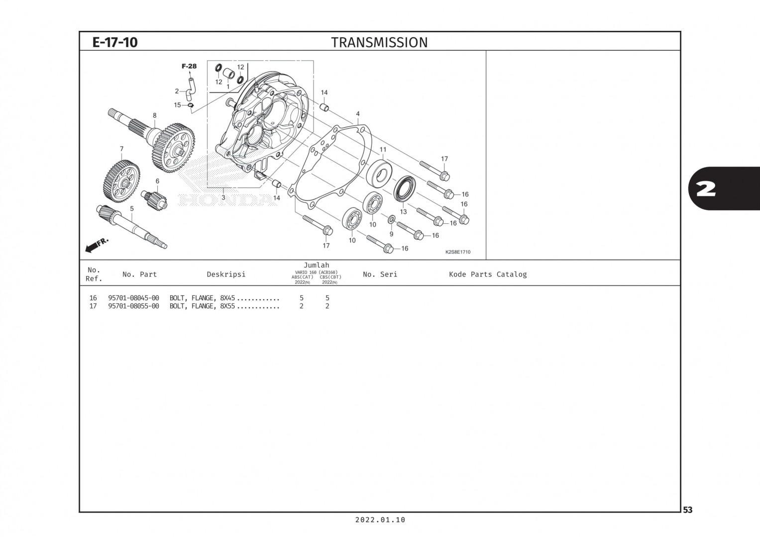 E17-10 - BỘ TRUYỀN ĐỘNG - HONDA VARIO 160 (K2S)