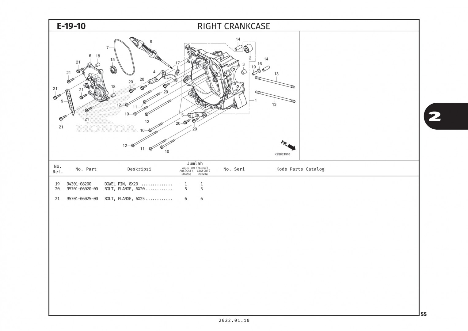 E19-10 - LỐC GIỮA PHẢI - HONDA VARIO 160 (K2S)