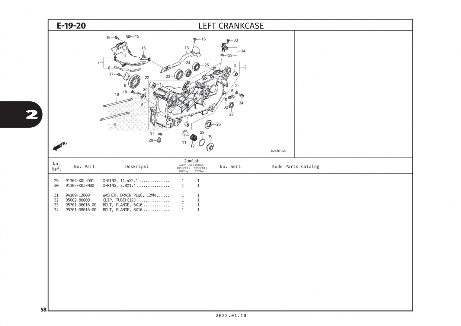 E19-20 - LỐC GIỮA TRÁI - HONDA VARIO 160 (K2S)