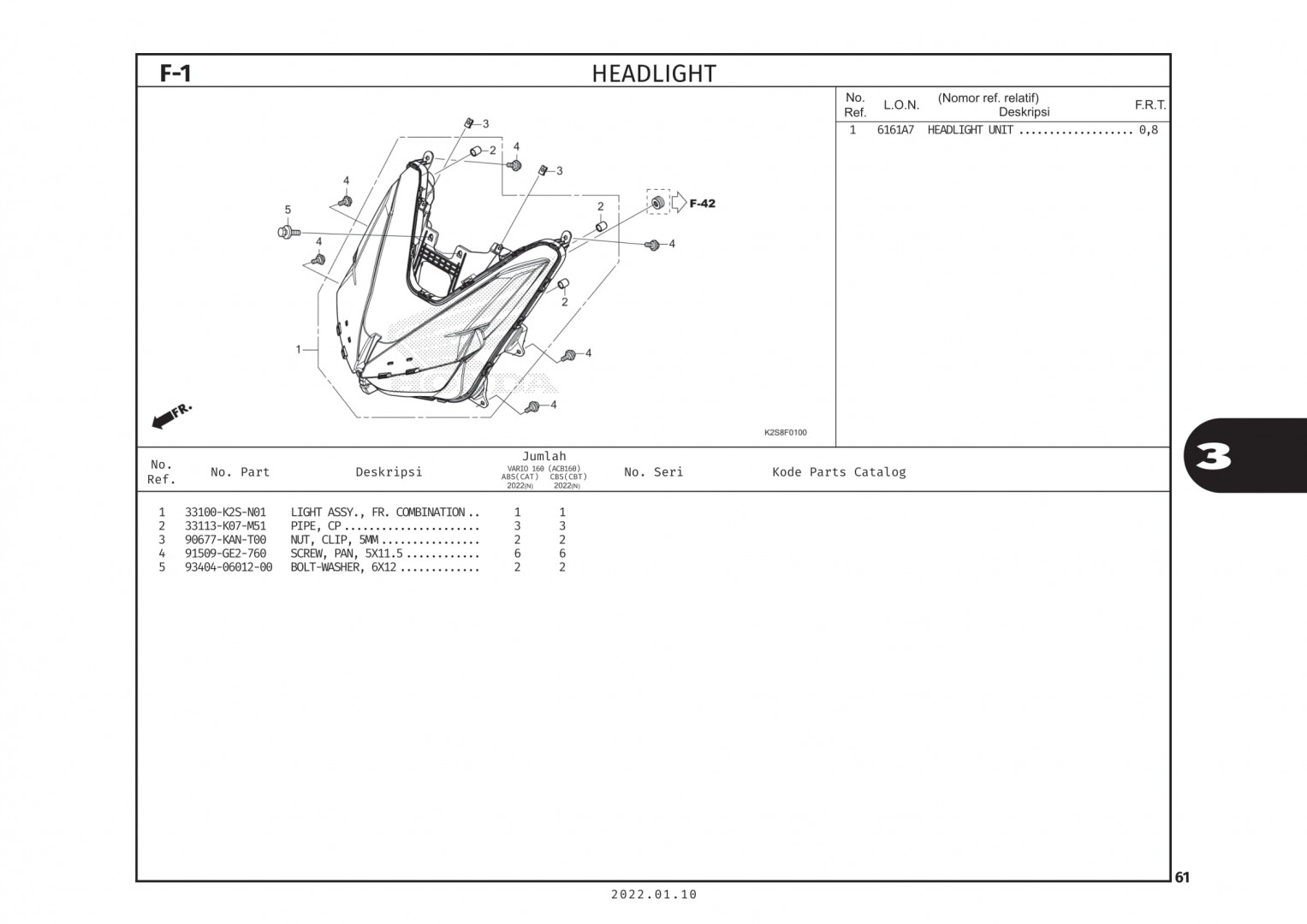 F1 - ĐÈN TRƯỚC - HONDA VARIO 160 (K2S)