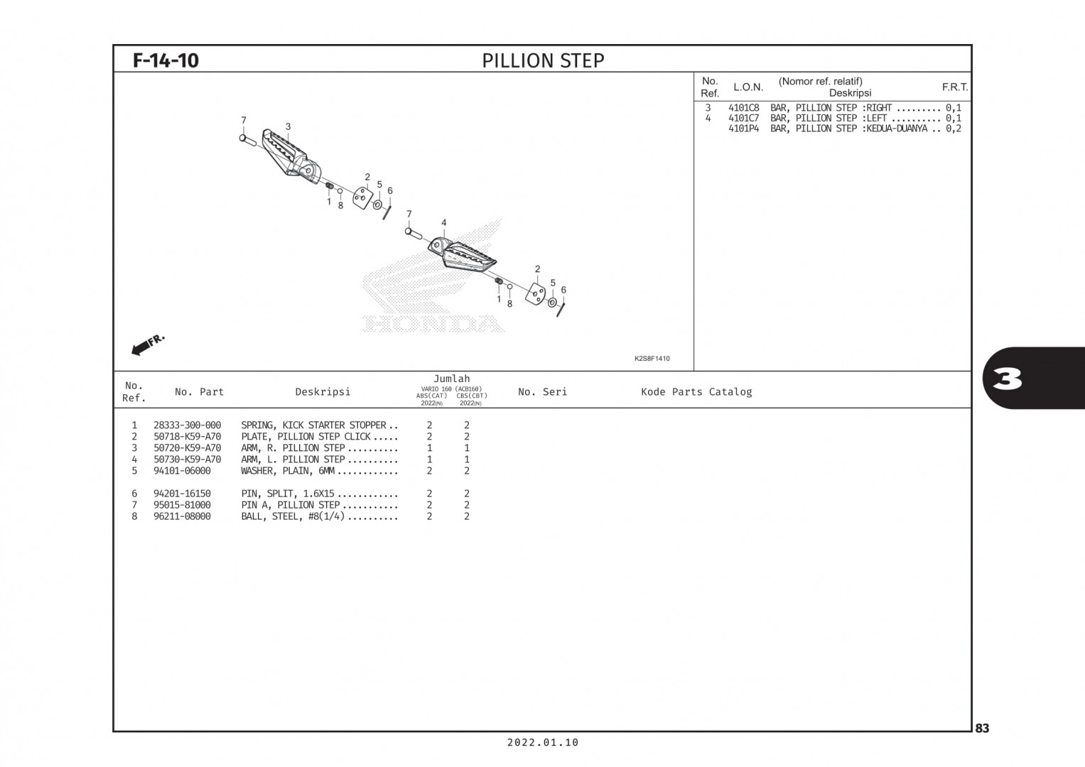 F14-10 - GÁC CHÂN SAU - HONDA VARIO 160 (K2S)