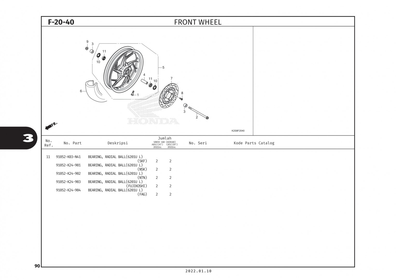 F20-40 - BÁNH MÂM TRƯỚC - HONDA VARIO 160 (K2S)