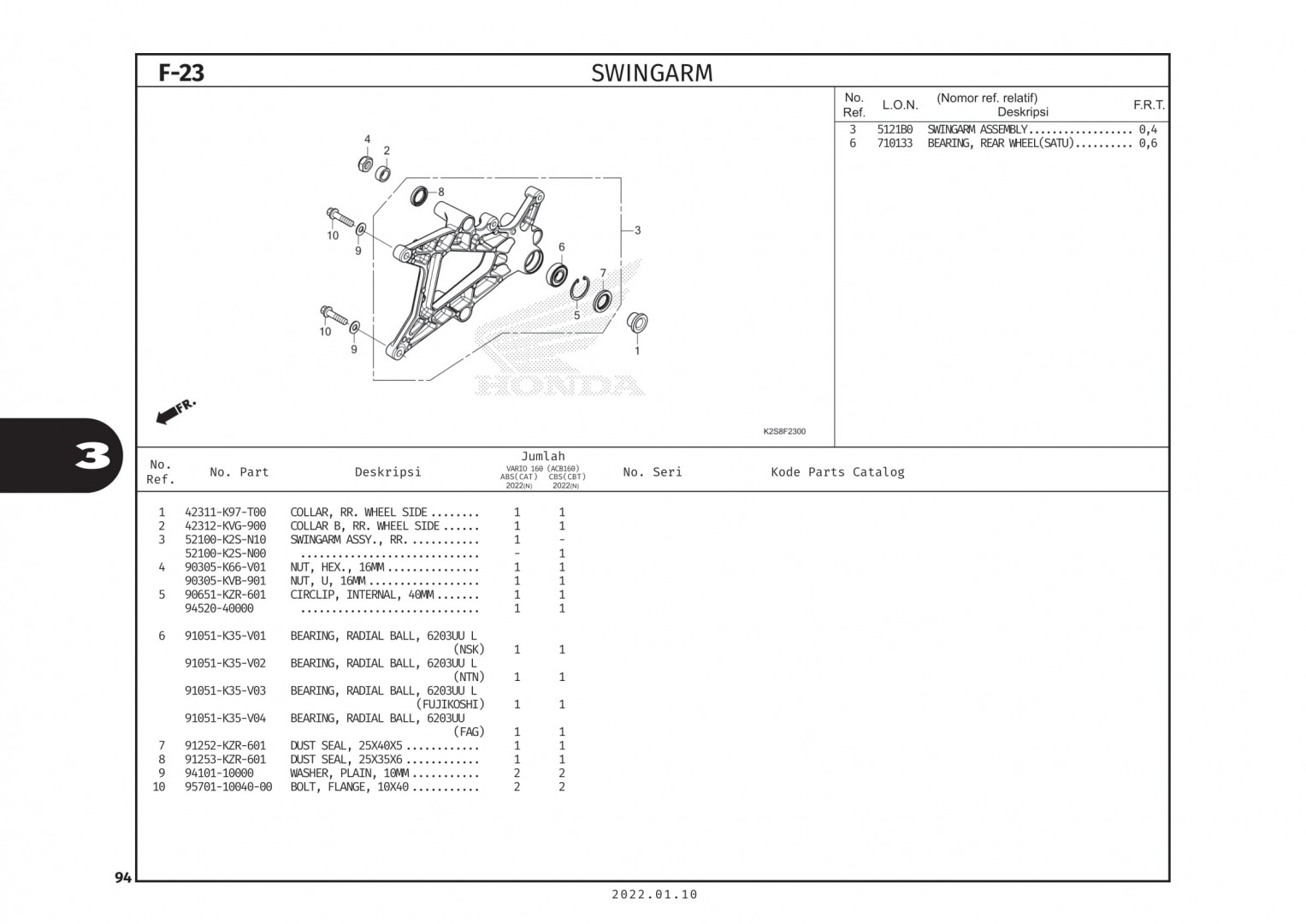 F23 - GẮP SAU - HONDA VARIO 160 (K2S)