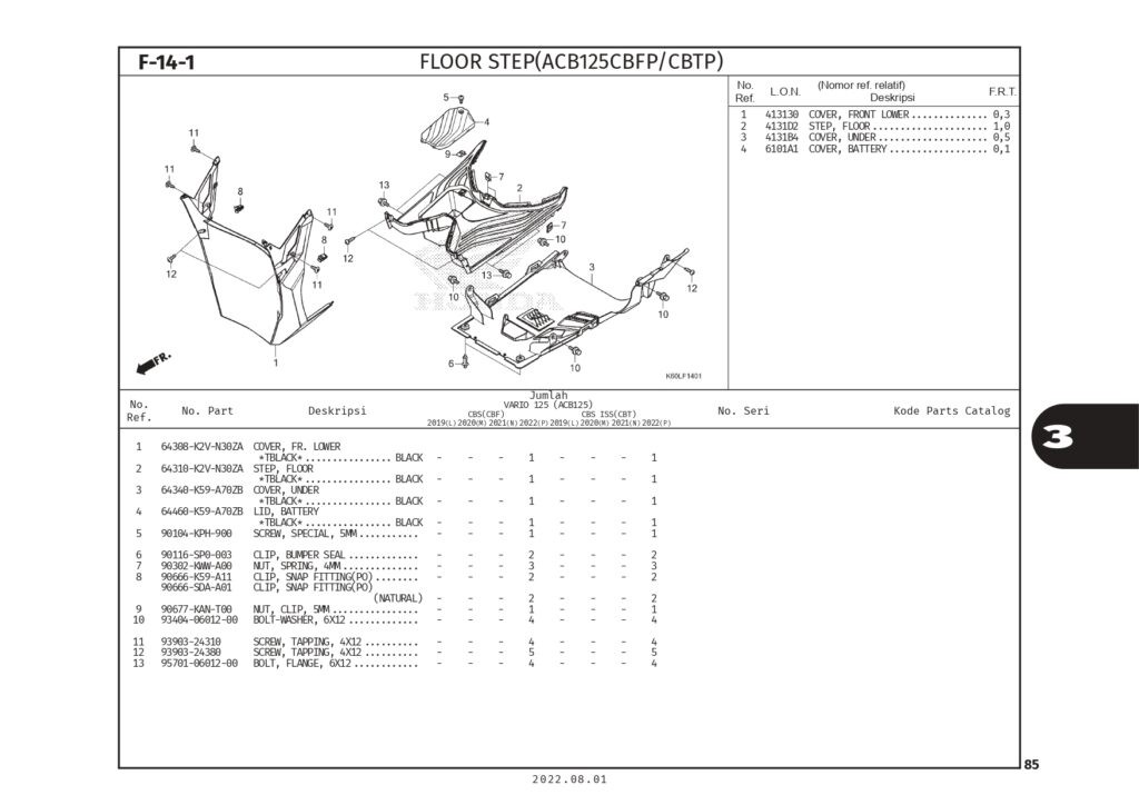 F14-1 - SÀN ĐỂ CHÂN - HONDA VARIO 125 (K2V)