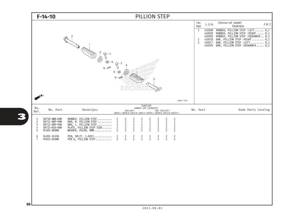 F14-10 - GÁC CHÂN SAU - HONDA VARIO 125 (K2V)