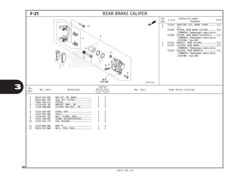 F21 - HEO DẦU THẮNG SAU - HONDA ADV 160 (K0WL)