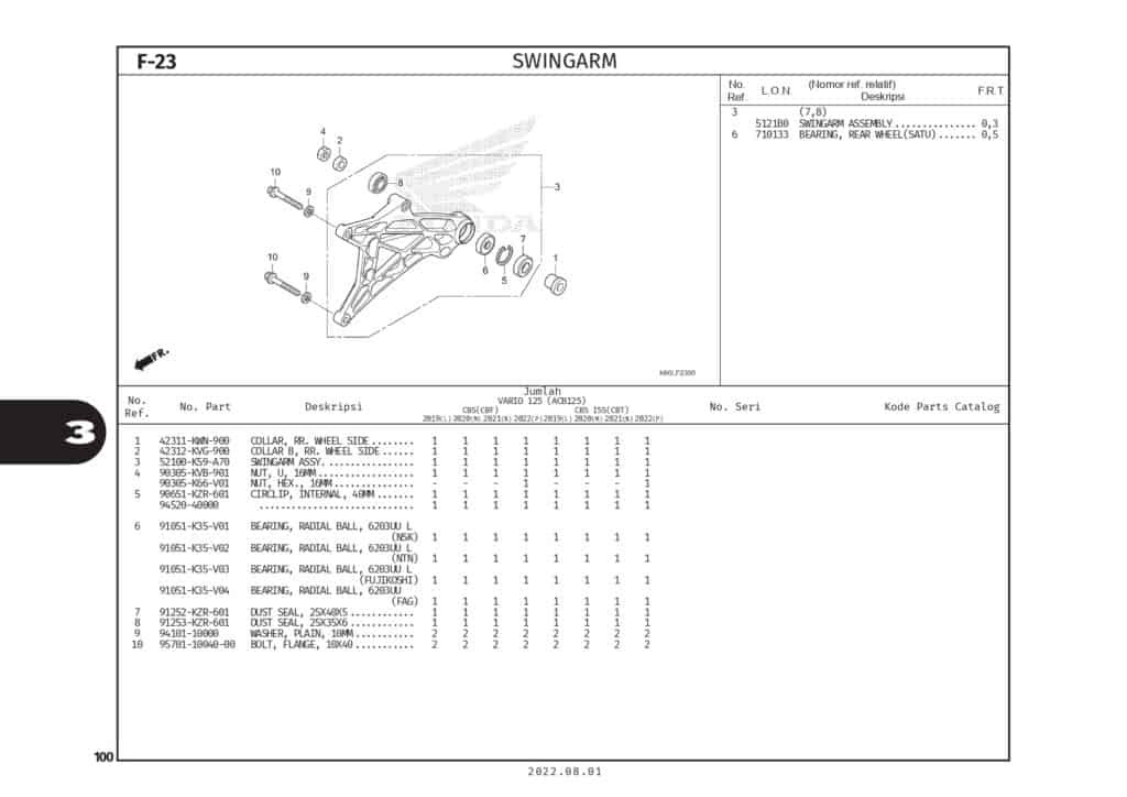 F23 - GẮP SAU - HONDA VARIO 125 (K2V)