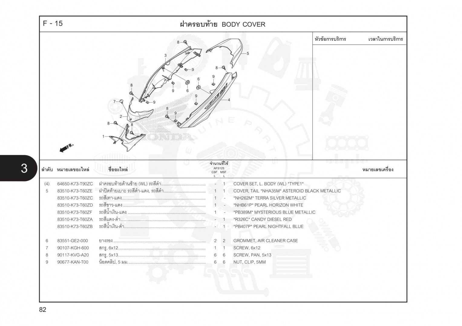 F15 - ỐP BỤNG SAU - HONDA WAVE 125I (K73)