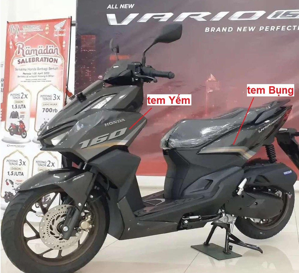 TEM HONDA VARIO 160 ĐEN VÀNG ABS