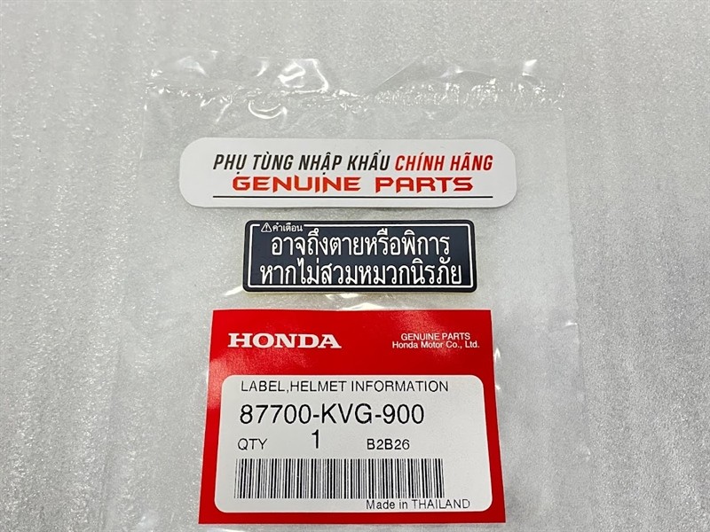 Tem cảnh báo Helmet 2 dòng Honda Thailand 87700-KVG-900