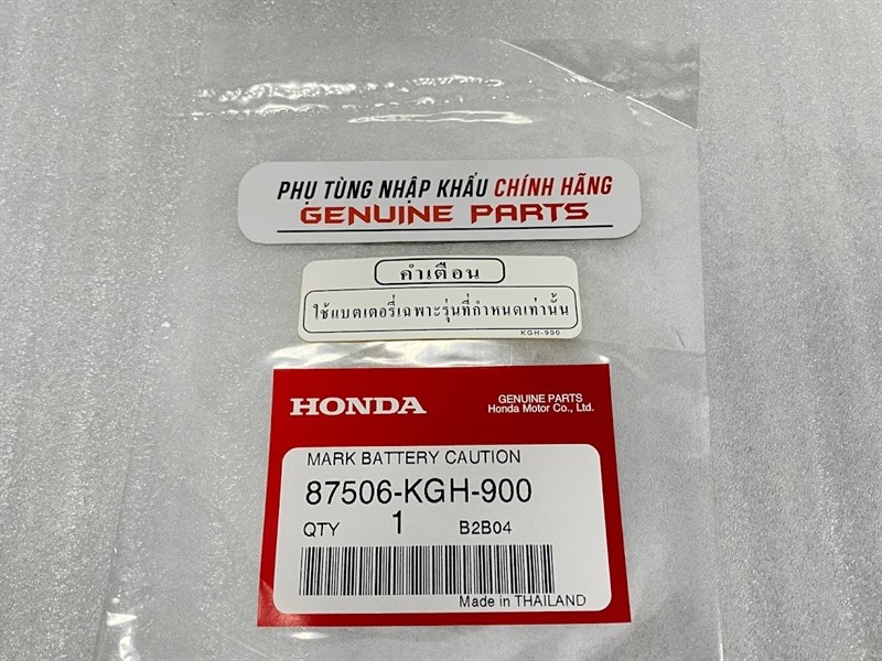 Tem cảnh báo ắc quy Honda Thailand 87506-KGH-900